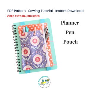 Planner Pouch Pattern, Zipper Pencil Case for Book, Journal Pen Pouch - PDF Sewing Pattern