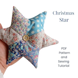 Fabric Star Ornament Pattern, Patchwork Star, Origami Star Ornament, Scandinavian Christmas Decor Pattern - PDF Sewing Pattern