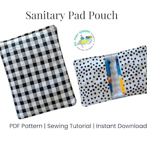 Estuche para toallas sanitarias, bolsa para guardar toallas sanitarias, bolsa para privacidad, bolsa para productos femeninos, útiles escolares para niñas, patrón de costura en PDF
