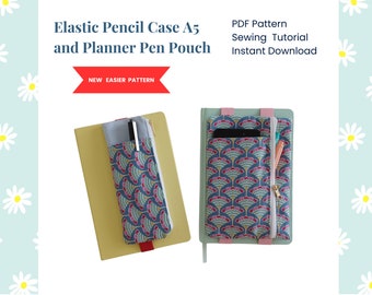 Planner Pen Case, Journal Sleeve Pattern, Elastic Pen Holder for Planner, Zippered Pencil Pouch, Sewing Pattern