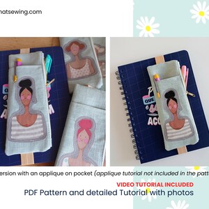 Notebook Elastic Pencil Case Sewing Pattern, Zipper Pencil Pouch PDF Pattern, Agenda Pen Holder, Journal Pen Pouch Sewing Tutorial image 10