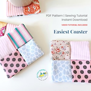 Fabric Coaster Pattern - Mug Rug Coaster Sewing Pattern PDF/ Quick Sew Pattern Beginner