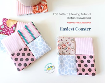 Fabric Coaster Pattern - Mug Rug Coaster Sewing Pattern PDF/ Quick Sew Pattern Beginner