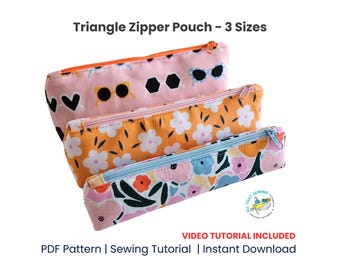 Pencil Case Pattern, Pencil Pouch, Zipper Pouch Pattern, Pencil Case PDF, Pen Pouch Set 3 Sizes, Sewing Pattern, Stationary Storage