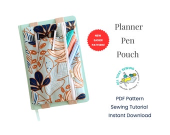 Planner Pouch Pattern, Zipper Pencil Case for Book, Journal Pen Pouch - PDF Sewing Pattern