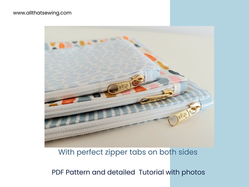 Super Easy Zipper Pouch PDF Sewing Pattern, Small Utility Pouch Sewing Tutorial, Beginner Level Pouch in 3 Sizes Tutorial image 7