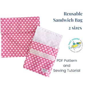 Sandwich Bag Pattern, Lunch Bag Pattern, Reusable Sandwich Bag Set, Snack Bag, PDF Sewing Pattern, Office Supplies