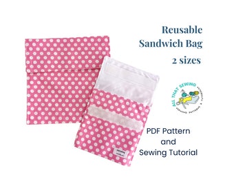 Sandwich Bag Pattern, Lunch Bag Pattern, Reusable Sandwich Bag Set, Snack Bag, PDF Sewing Pattern, Office Supplies