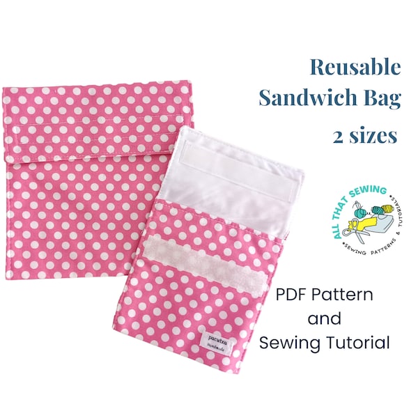 Sandwich Bag Pattern, Lunch Bag Pattern, Reusable Sandwich Bag Set, Snack Bag, PDF Sewing Pattern, Office Supplies