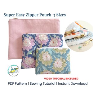 Super Easy Zipper Pouch PDF Sewing Pattern, Small Utility Pouch Sewing ...