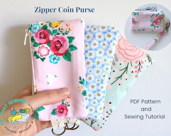 Coin Purse Sewing Pattern, Wristlet Wallet, PDF - Beginner Pattern