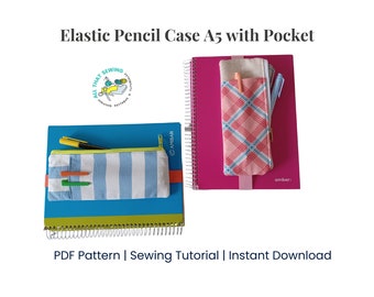 DIY Planner Pen Pouch, Elastic Pen Holder for Book,  A5 Pencil Case Pattern - PDF Sewing Pattern