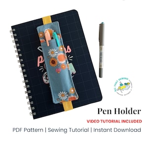 Bookmark Pen Holder Pattern, Notebook Pen Sleeve Tutorial, A5 Pen Holder with Elastic for Planner, PDF Pattern, Video Tutorial