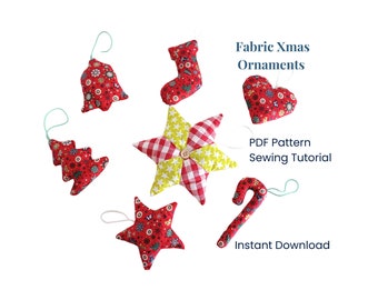 Christmas Ornaments Pattern, Fabric Ornaments, Christmas Decoration DIY - PDF Sewing Pattern