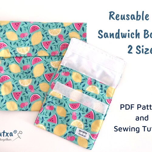 Reusable Sandwich Bag Pattern PDF Sewing Pattern Easy Reusable Etsy