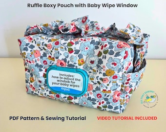 Ruffle Diaper Bag Sewing Pattern, Boxy Pouch with Ruffle PDF Pattern