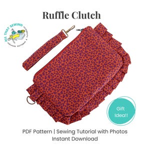 Ruffle Bag Sewing Tutorial with Photo, Clutch Purse Pattern, Zipper Purse with Ruffle Sewing Pattern