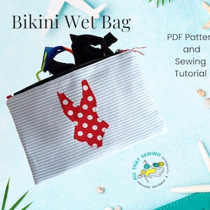 Wet Bag Schnittmuster, Wet Bag Schnittmuster, Bikini Tasche Schnittmuster, Pool Tasche mit Reißverschluss, Swim Bag, PDF, Schnittmuster