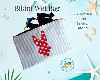 Wet Bag Sewing Pattern, Bikini Pouch Pattern, Pool Bag with Zipper, Swim Bag, PDF, Sewing Pattern