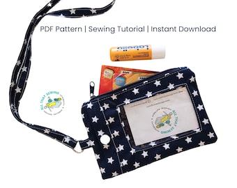 ID Wallet Lanyard Pattern, Lanyard and Badge Holder Pattern, Lanyard ID Card Holder with Zipper Pocket, ID Wallet Pattern