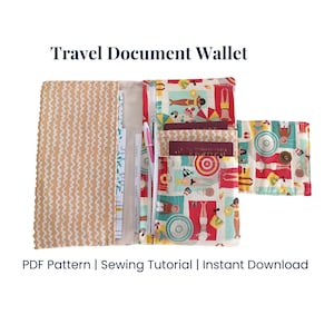 Carteira para documentos de viagem, carteira com 2 capas para passaporte, porta-passaporte duplo, porta-passaporte e bilhete de passagem - molde de costura