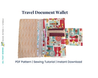 Travel Document Wallet, 2 Passport Cover Wallet, Dual Passport Holder, Passport and Ticket Holder - Sewing Pattern