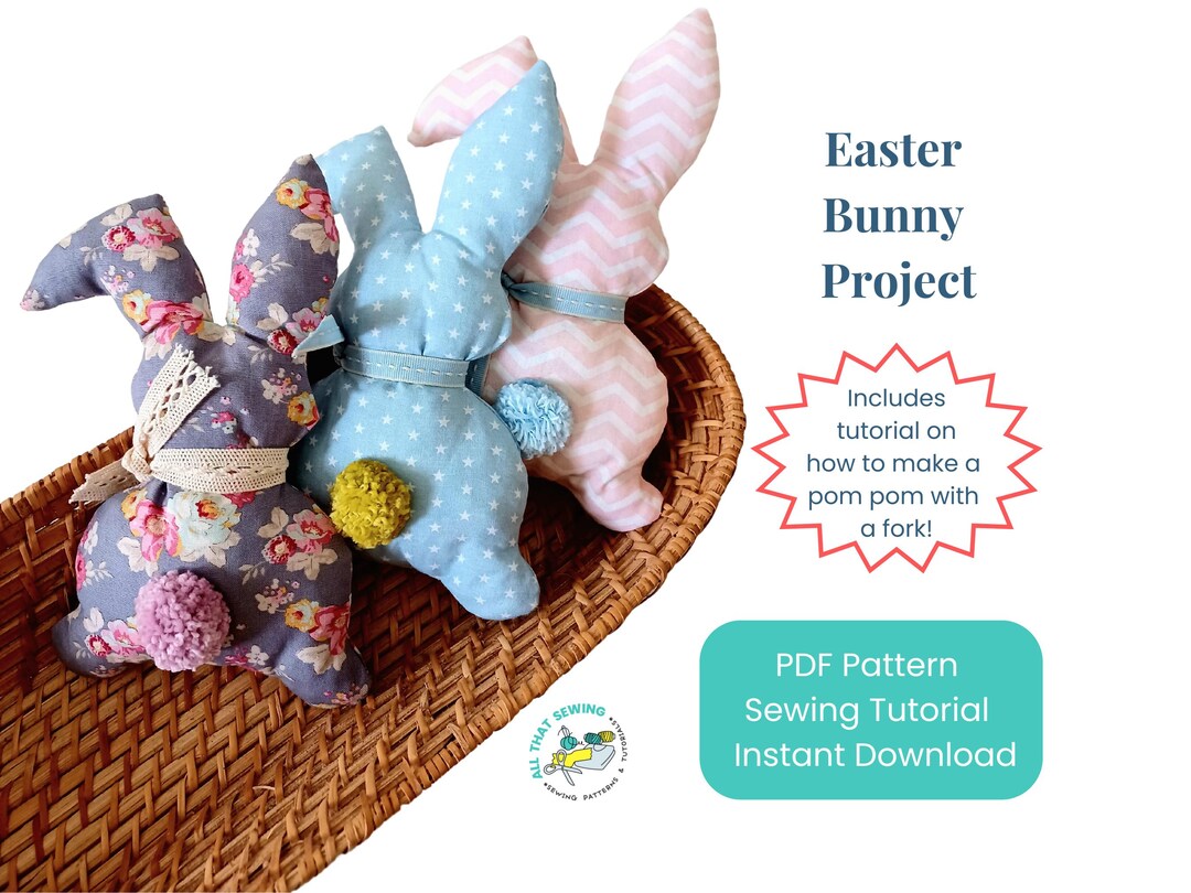 Easter Bunny Sewing Pattern, Easter Basket Decor, Fabric Bunny, Stand ...