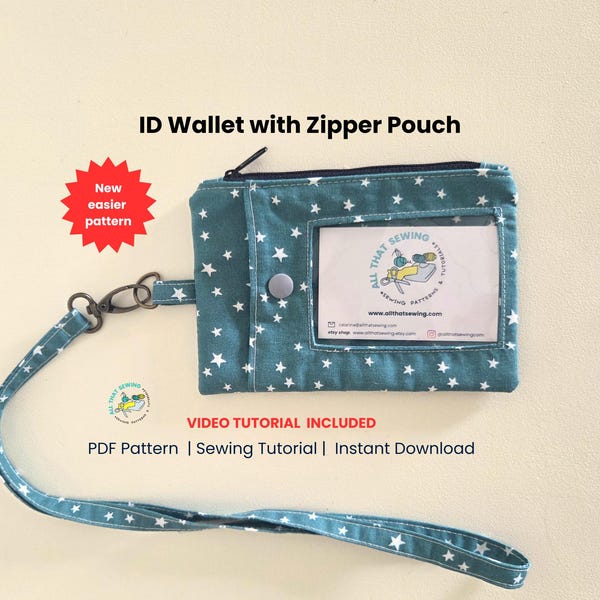 ID Wallet Lanyard Pattern, Lanyard and Badge Holder Pattern, Lanyard ID Card Holder with Zipper Pocket, ID Wallet Pattern