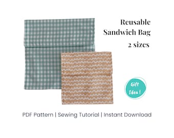 Reusable Sandwich Bag Pattern / Lunch Bag - Sustainable Gift Idea, PDF Sewing Pattern