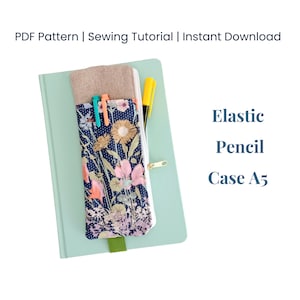 Slim Pencil Case in Indian Block Print Flower Pen Case 