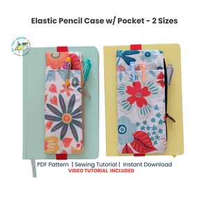 Elastic Pencil Case with Pocket Sewing Pattern for A5 Notebook, Planner and Diary | PDF Sewing Tutorial Pattern in 2 Sizes