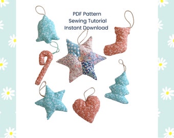 Christmas Ornaments Pattern, Fabric Ornaments, Christmas Decoration DIY - PDF Sewing Pattern