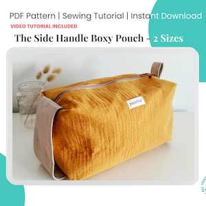 Boxed Zipper Pouch Sewing Pattern, Boxed Corner Bag Pattern, Boxy Pouch Pattern, DIY Travel Bag Pattern