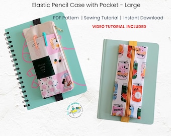 Elastic Pencil Case Set for A5 Diary Notebook, PDF Sewing Pattern Bundle