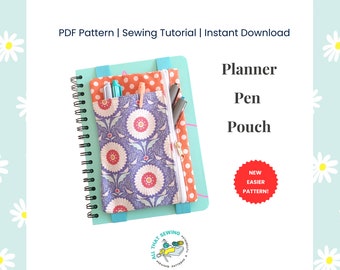 Planner Pouch Pattern, Zipper Pencil Case for Book, Journal Pen Pouch - PDF Sewing Pattern