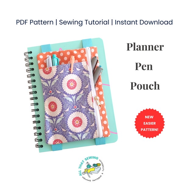 Planner Pouch Pattern, Zipper Pencil Case for Book, Journal Pen Pouch - PDF Sewing Pattern