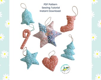 Christmas Ornaments Pattern, Fabric Ornaments, Christmas Decoration DIY - PDF Sewing Pattern