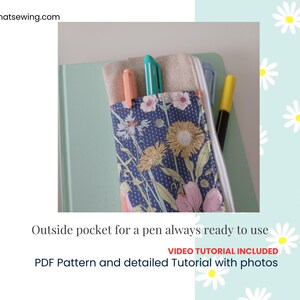Notebook Elastic Pencil Case Sewing Pattern, Zipper Pencil Pouch PDF Pattern, Agenda Pen Holder, Journal Pen Pouch Sewing Tutorial image 9