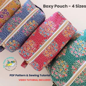 Boxy Bag Sewing Pattern for Beginner,  Boxy Pouch Bag Sewing Pattern
