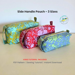 Patron de couture d'une trousse à cosmétiques carrée avec poignée (didacticiel PDF)