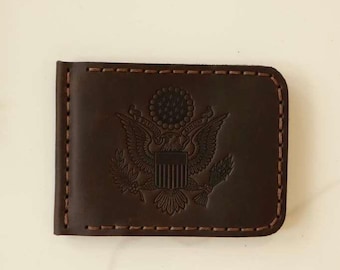 Minimalist Leather Wallet for Men-Magnetic Money Clip & Card Holder-Handmade Bifold Slim Wallet-Gift for Him
