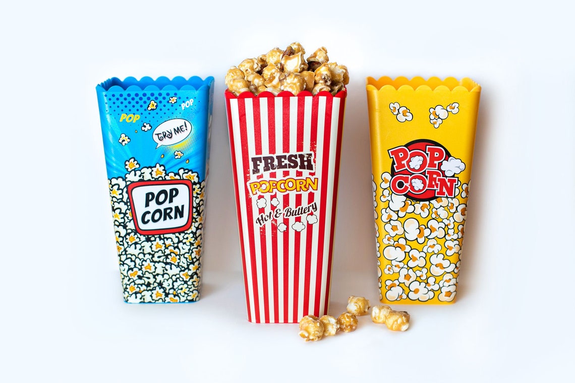 Movie Theater Style Reusable Plastic Popcorn Box/Popcorn Etsy