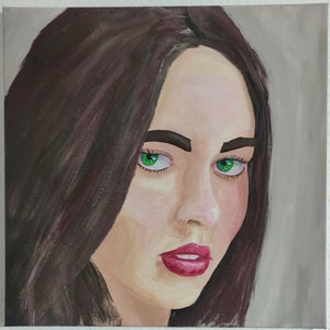 Acrylic painting unique, woman portrait, 40 cm x 40 cm image 2