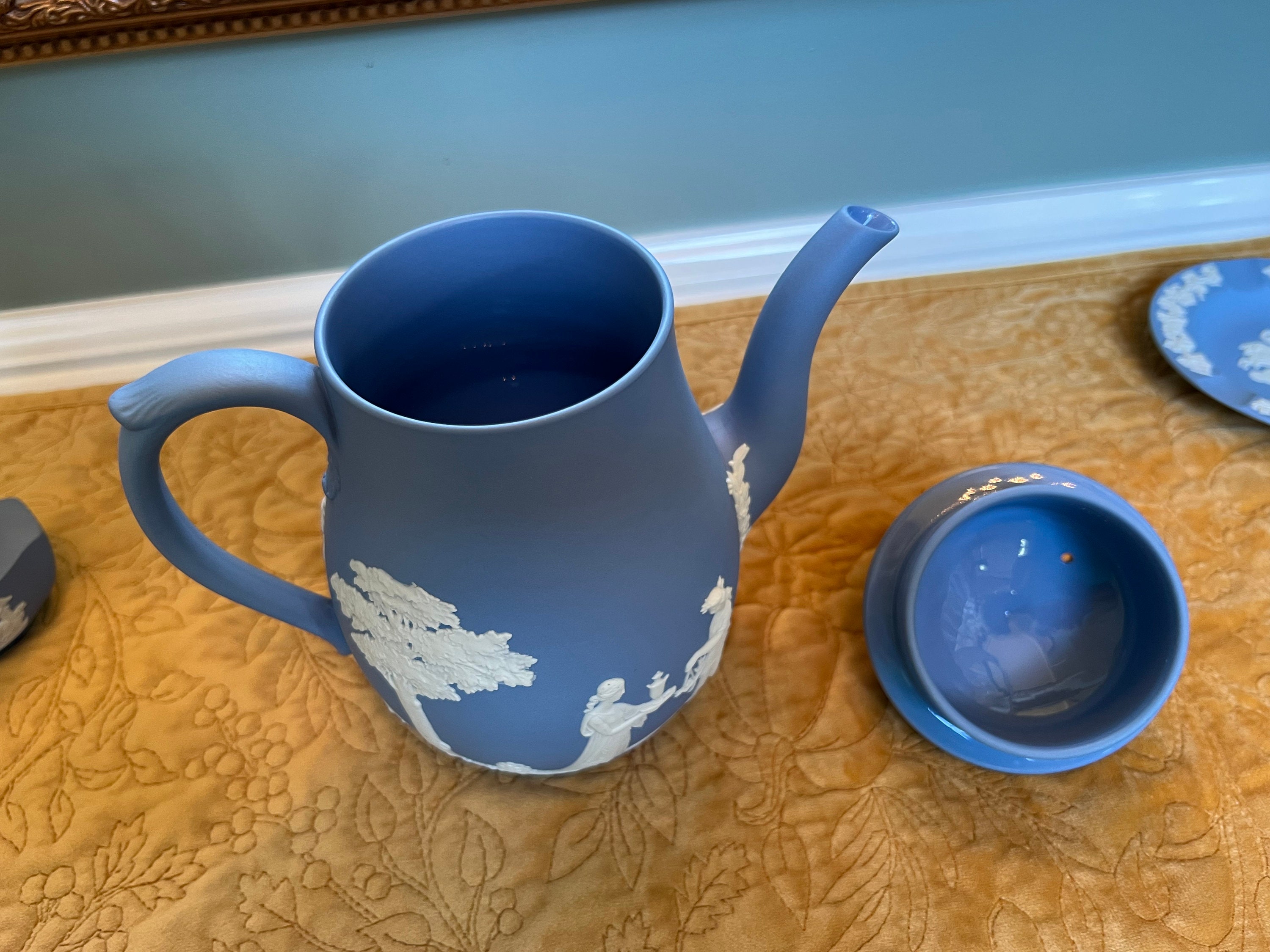 Vintage Blue Wedgwood Jasperware Coffee Pot / Teapot - Etsy