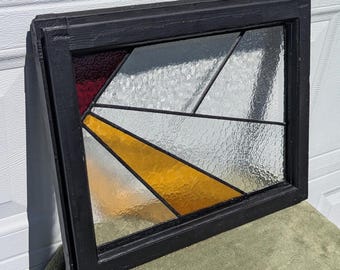 RARE Historic Find! Antique English Art Deco Early 1900's Stained & Leaded Glass Window with Sun and Sun Rays