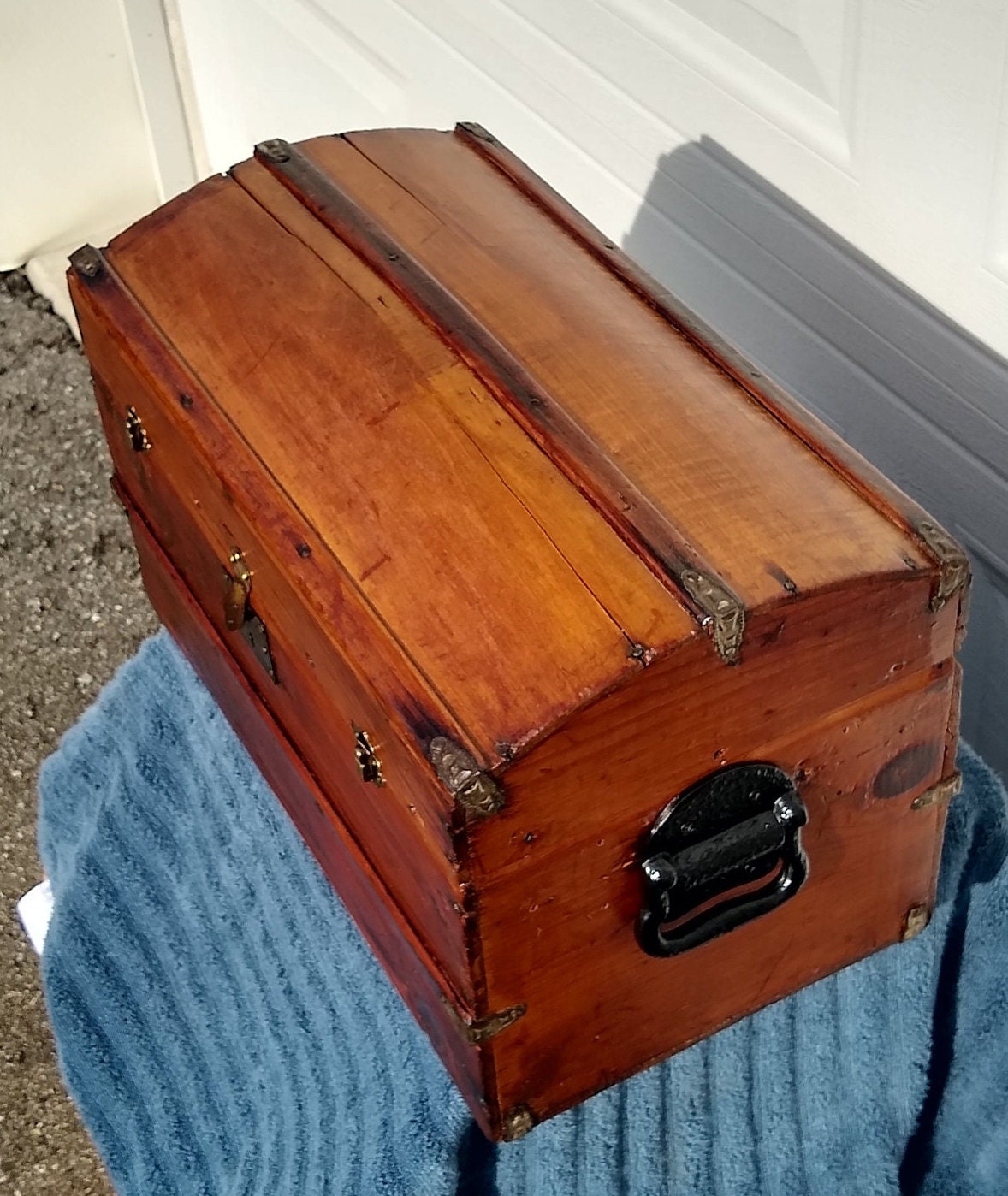 Amazing Patina Rare Wonderful 1800's Small Wooden Steamer Trunk