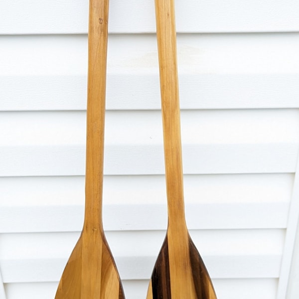 Estate Find! Nice Pair of High Quality Vintage Children's Canoe Paddles with Wonderful Various Color Woods