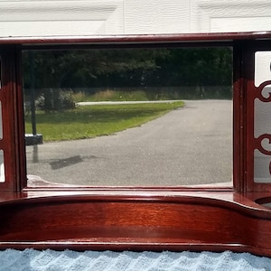 RARE Find! Wonderful Antique Hand Crafted Ornate Mahogany Wall Display Plant Holder with Mirror