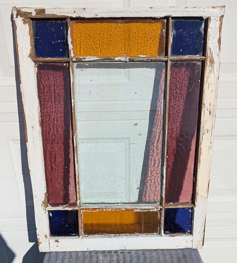 RARE Fantastic Find! Early 1900's Stained & Leaded Glass Window With ...