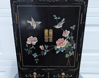 RARE Find! Beautiful Vintage Asian Storage Cabinet With Black